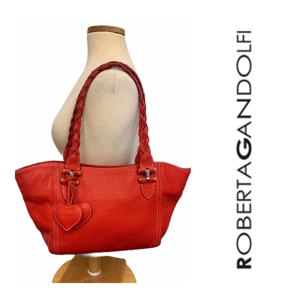 Roberta Gandolfi Handbags - Roberta Gandolfi Braided Handle Leather Heart Tote